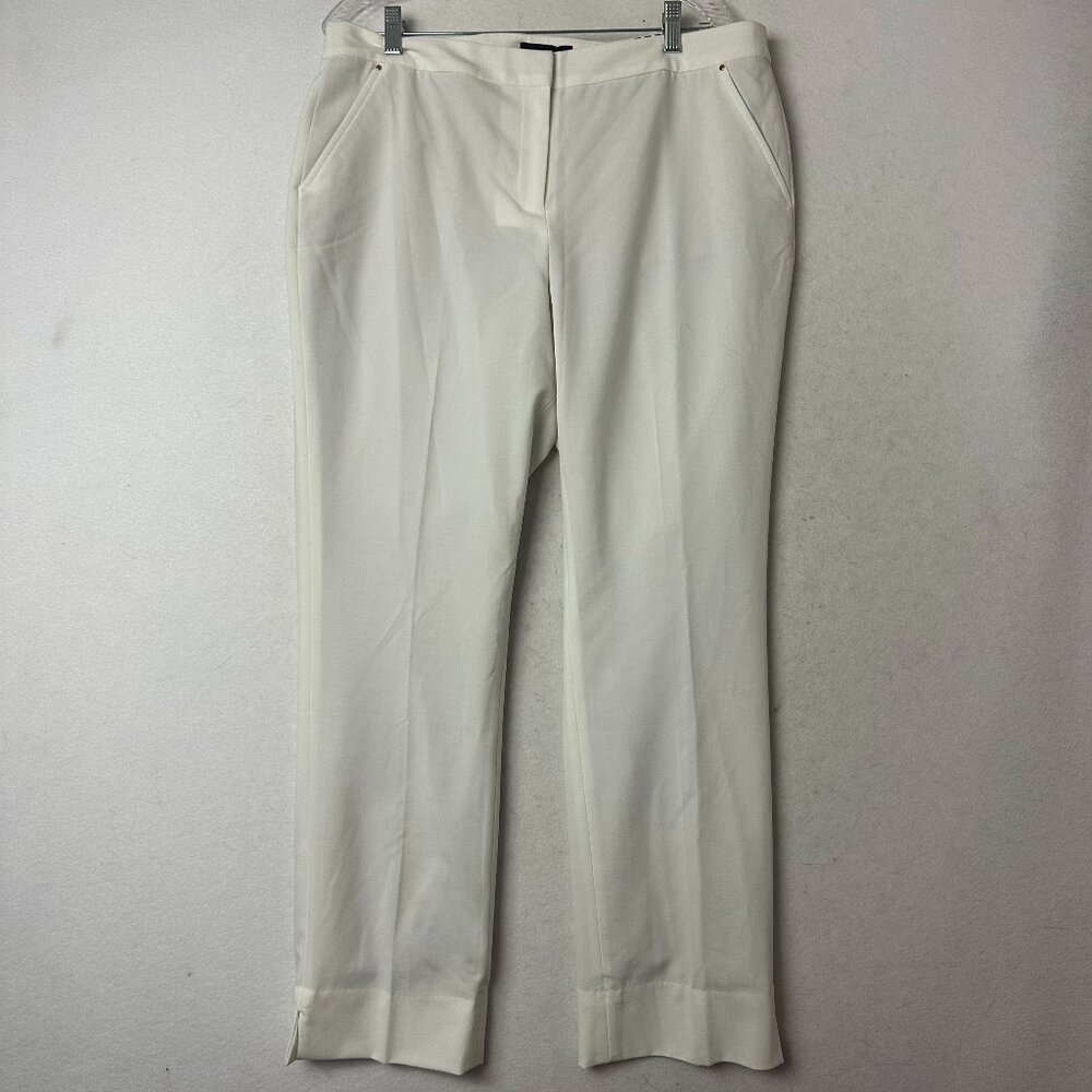 Dana Buchman White Straight Leg‎ Mid Rise Dress Pants Size 14 NWT